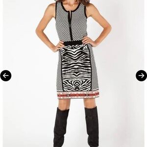 Hale Bob Ledi Jacquard Knit Dress Front Zipper Size Small